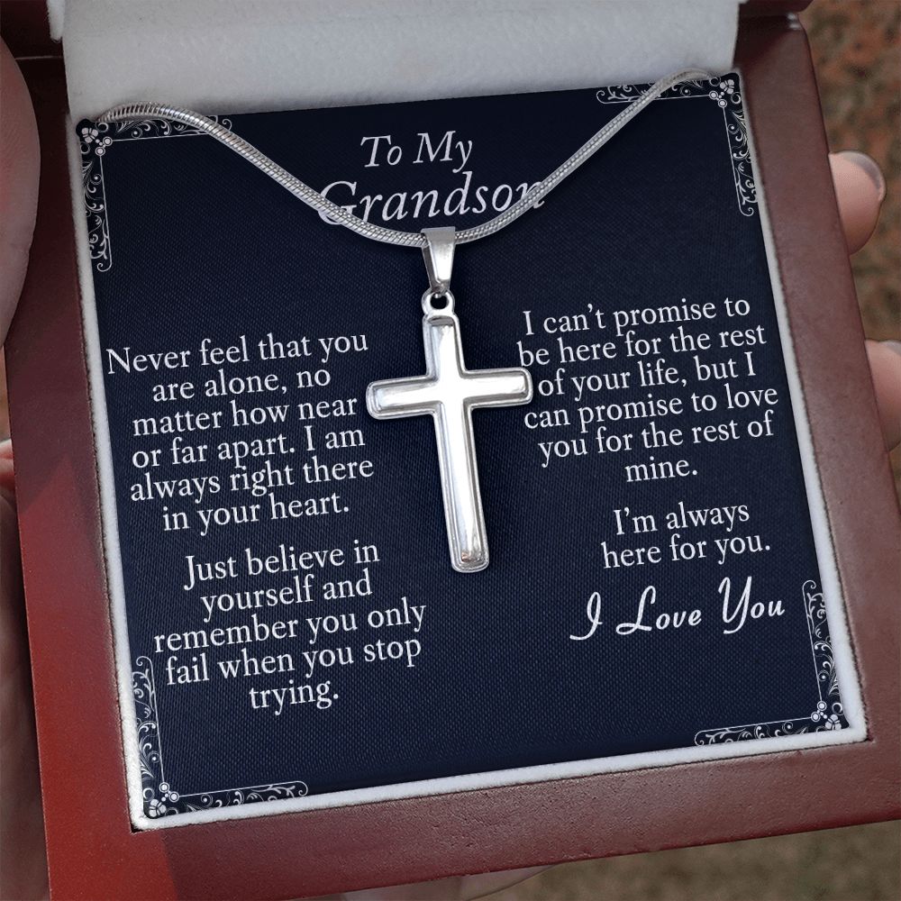 Cross Necklace for Grandson from Granddad Grandma for Birthday