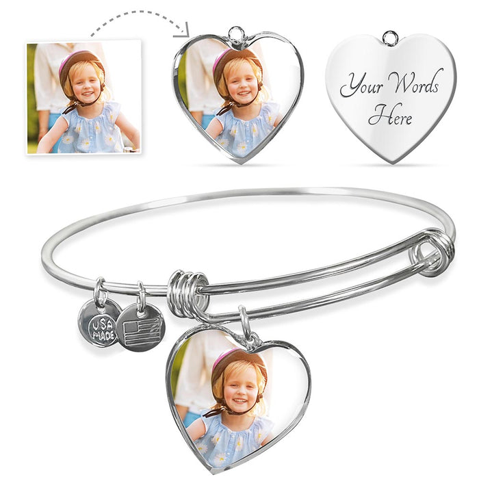 Personalized Your Custom Image Bangle Gifts For Mothers Day Birthday Wedding or Special Occasion