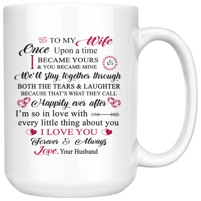 Valentine Gift Ideas for Wife Lovers - Large Novelty C-Shape Easy Rip Handle 15 oz Coffee Cup Print