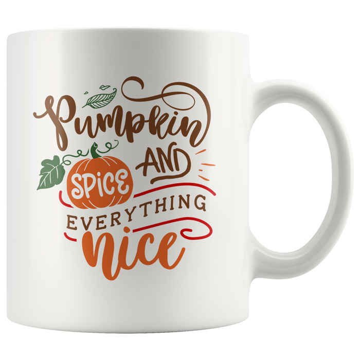 Pumpkin and Spice Everything Nice Funny Halloween Coffee Mug - Jack O Lantern Pumpkin Halloween Costume Tea Cup