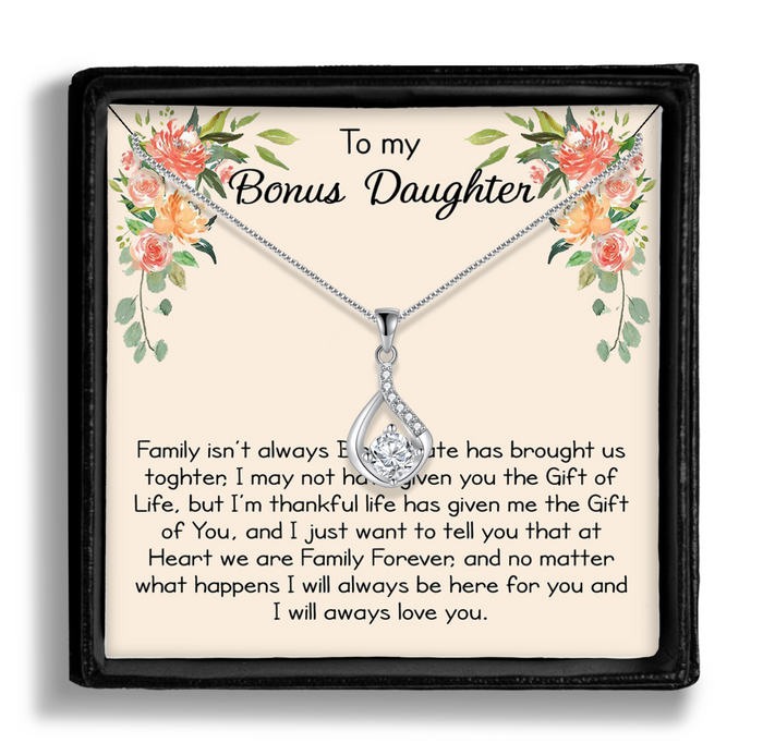 To My Bonus Daughter Love Gift Luxury Love Drop Necklace For Step Daughter