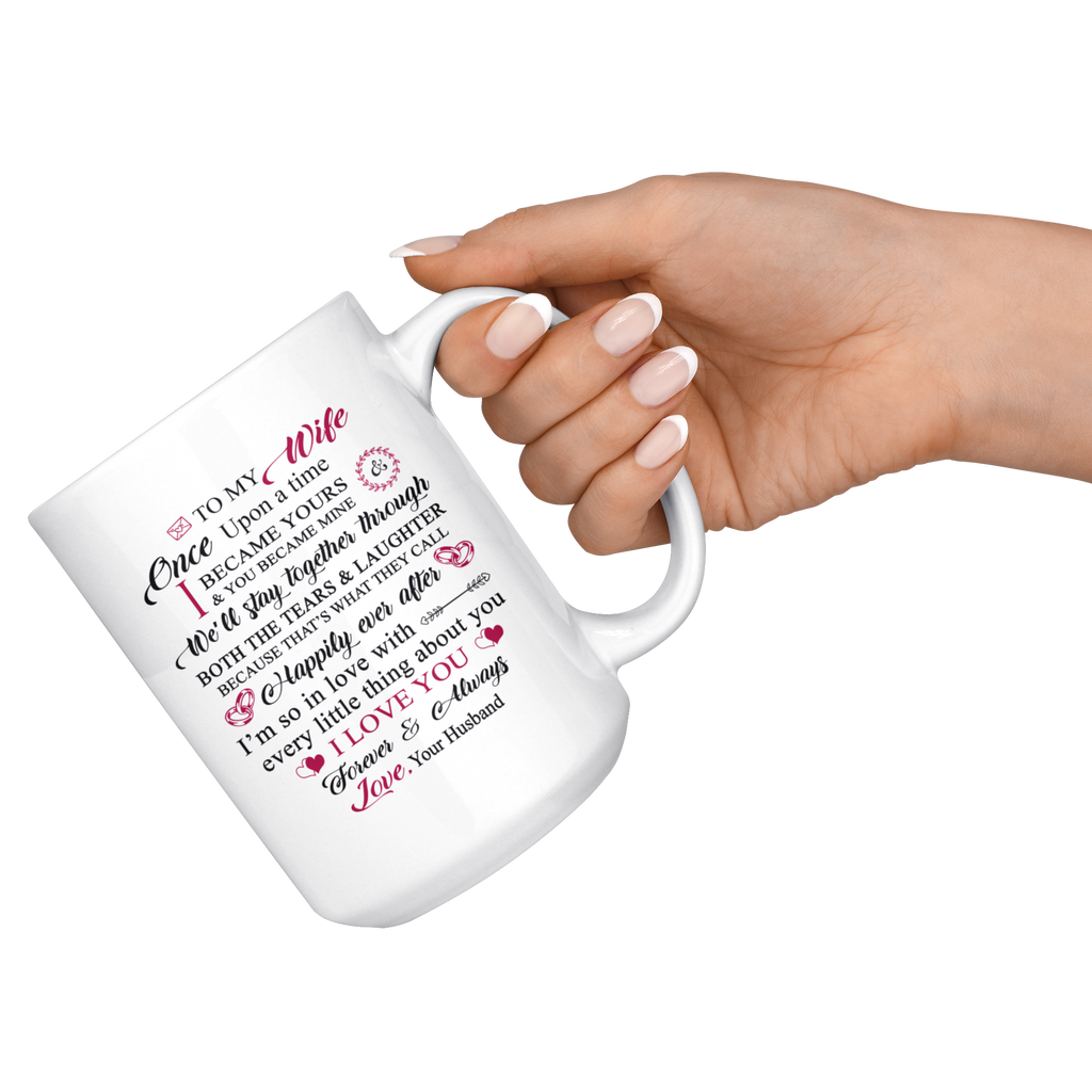 Valentine Gift Ideas for Wife Lovers - Large Novelty C-Shape Easy Rip Handle 15 oz Coffee Cup Print
