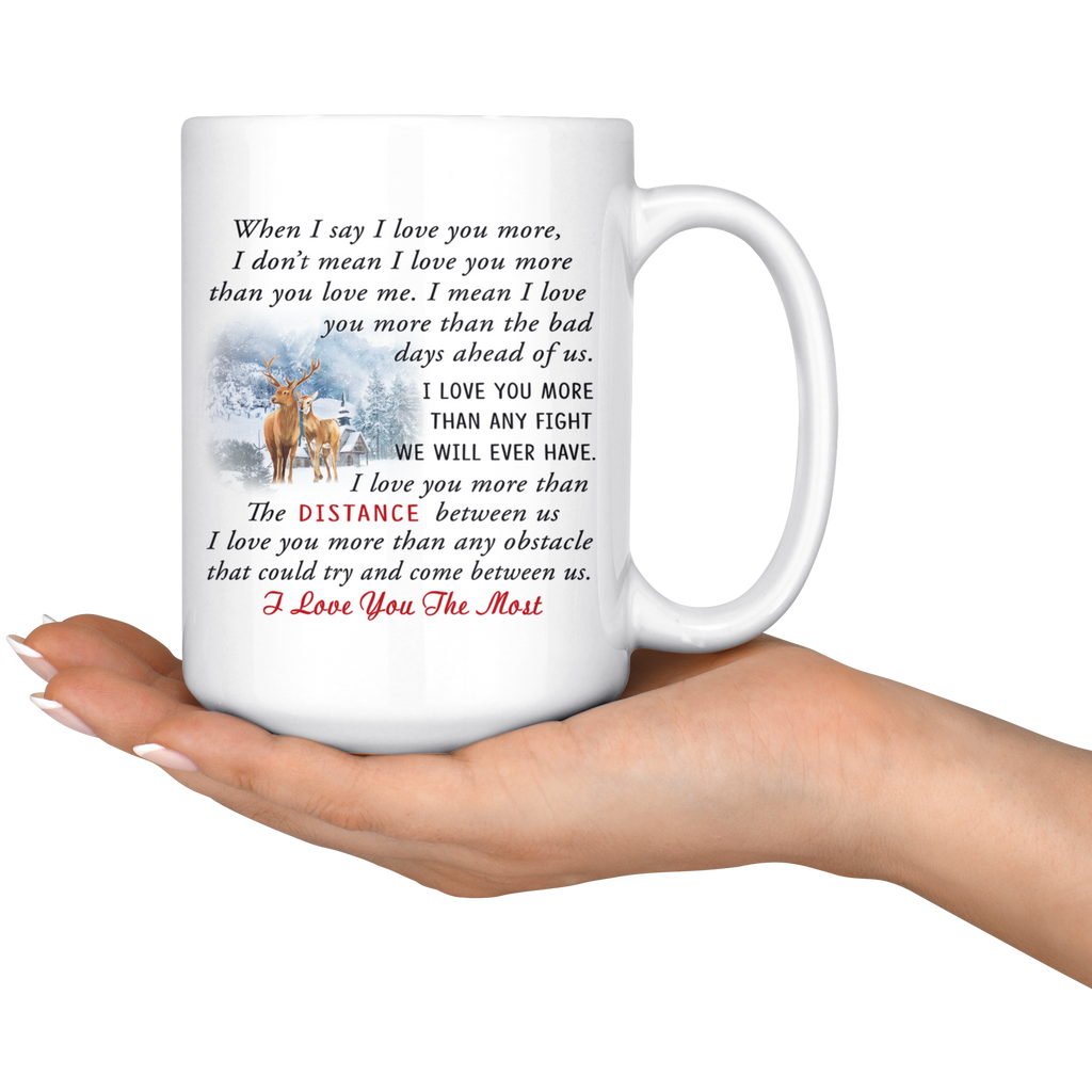 Husband and Wife Gift, Valentine Gift Large Novelty C-Shape Easy Rip Handle 15 oz Coffee Cup Print