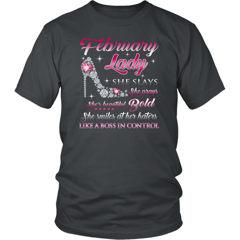 Upcoming Birthday Gift - Born In February Girl T Shirt She Slay Pray Beautiful Bold Funny Tshirt