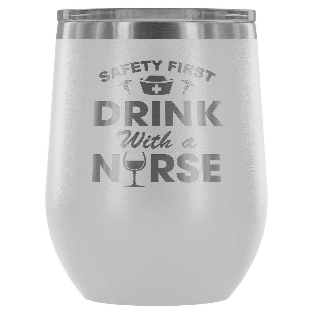 Funny Gift For Nurses - Outdoor Wine Glass 12 oz Tumbler with Lid - Double Wall Vacuum Insulated Travel Tumbler Cup for Coffee, Wine, Drink, Cocktails, Ice Cream