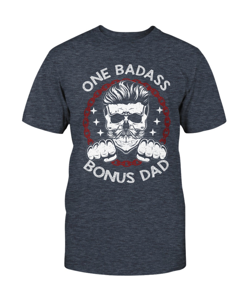 Father's Day Gift Tshirt One Badass Bonus Step Dad Birthday Gift T-Shirt for Men (133420409249)