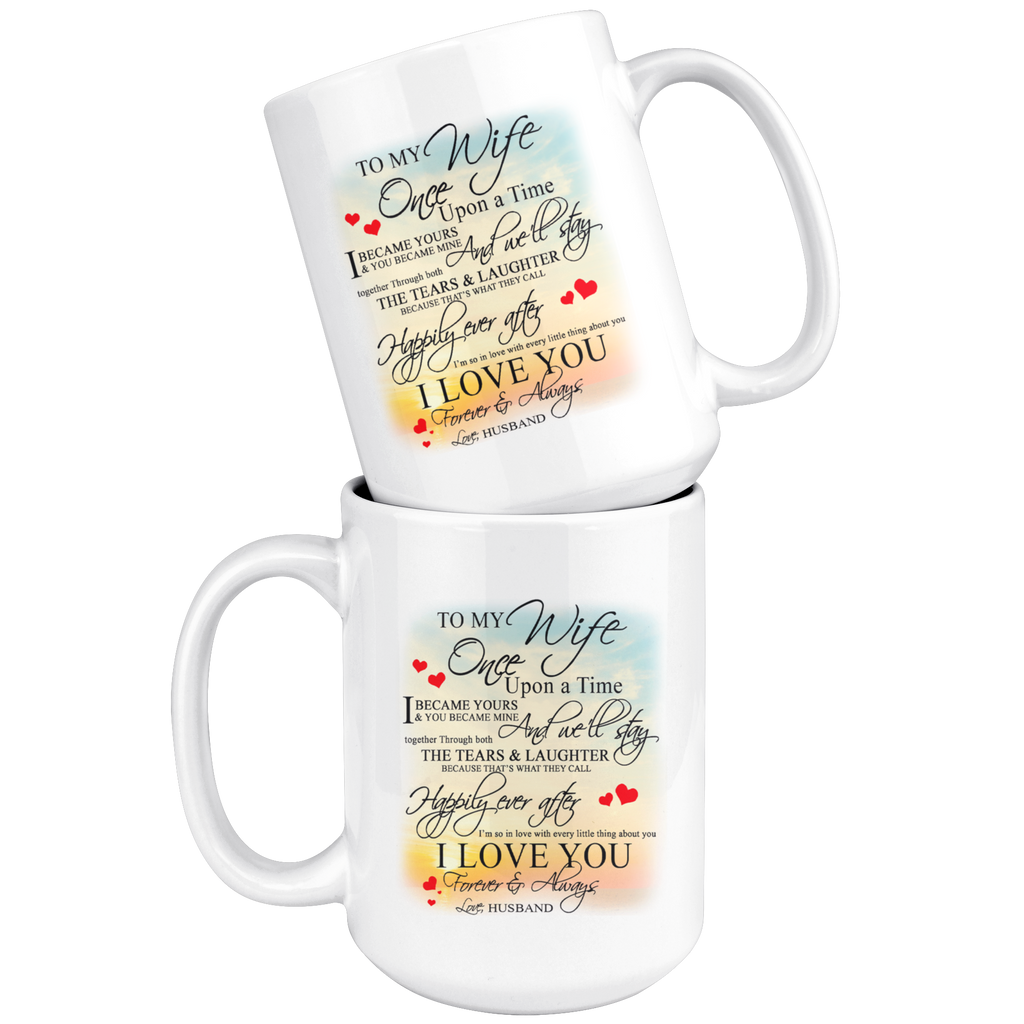 Large Valentine's Day Gift - Novelty C-Shape Easy Rip Handle Coffee Cup Print - Husband and Wife Gifts