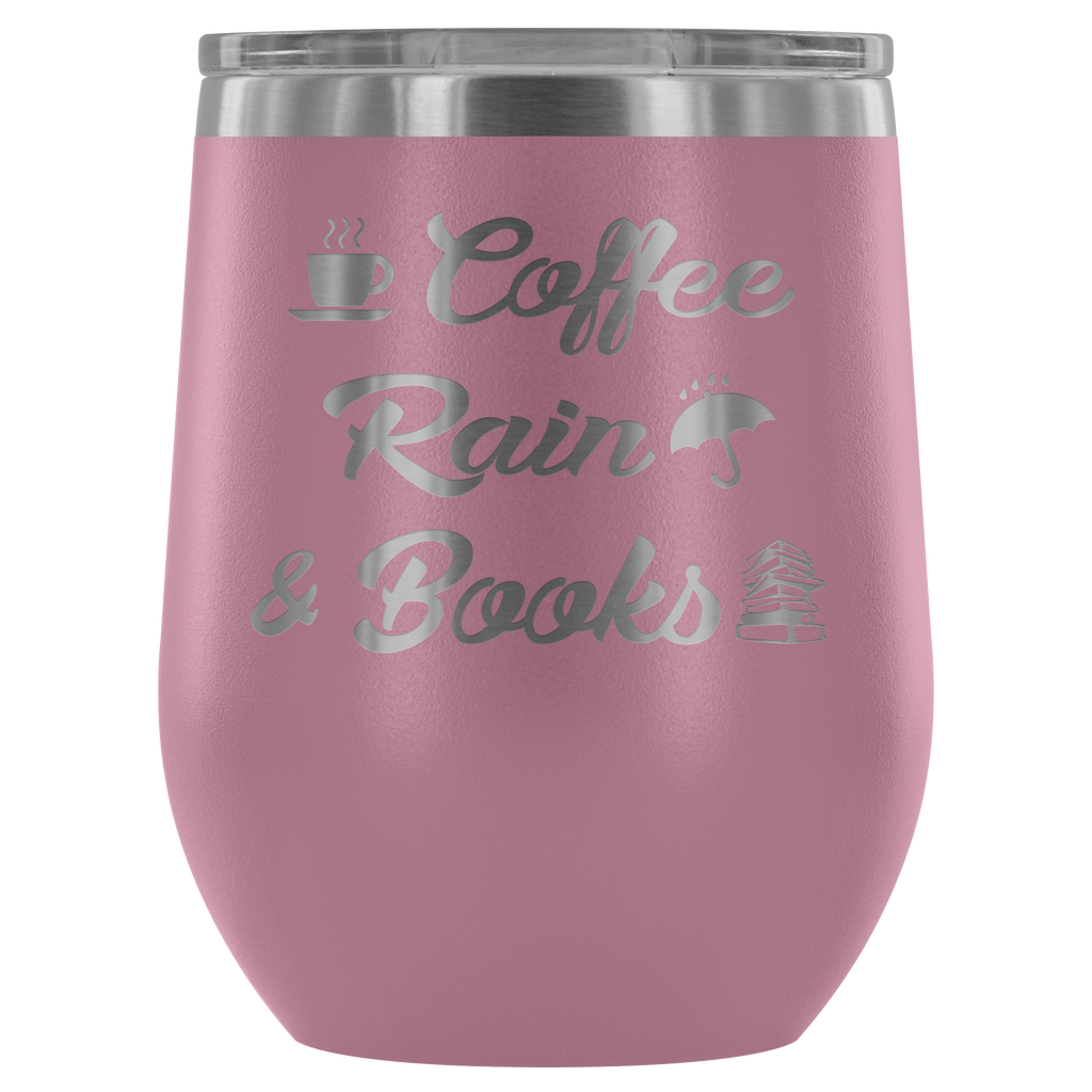 Funny Gift For Women who love Book, Coffee - Outdoor Wine Glass 12 oz Tumbler with Lid - Double Wall Vacuum Insulated Travel Tumbler Cup for Coffee, Wine, Drink, Cocktails, Ice Cream